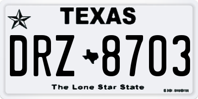 TX license plate DRZ8703