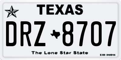 TX license plate DRZ8707