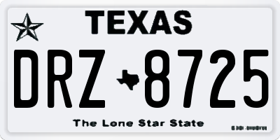 TX license plate DRZ8725
