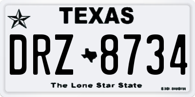TX license plate DRZ8734
