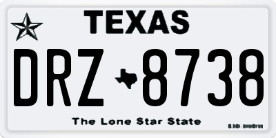 TX license plate DRZ8738