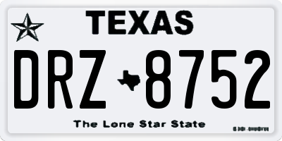 TX license plate DRZ8752