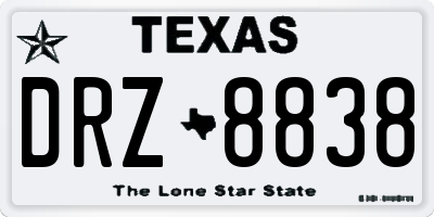 TX license plate DRZ8838