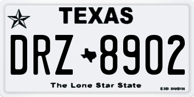 TX license plate DRZ8902
