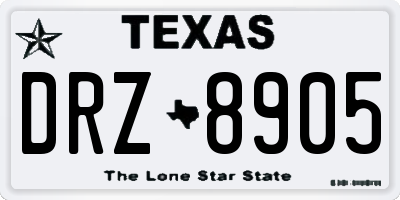 TX license plate DRZ8905