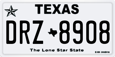 TX license plate DRZ8908