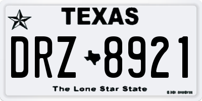 TX license plate DRZ8921
