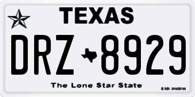 TX license plate DRZ8929