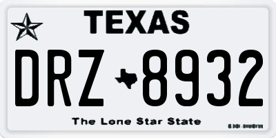 TX license plate DRZ8932