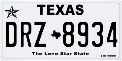 TX license plate DRZ8934