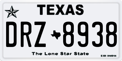 TX license plate DRZ8938