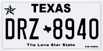 TX license plate DRZ8940