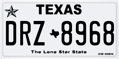 TX license plate DRZ8968