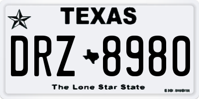 TX license plate DRZ8980