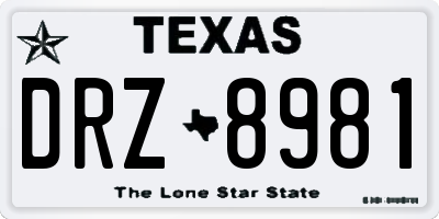 TX license plate DRZ8981