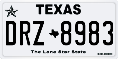 TX license plate DRZ8983