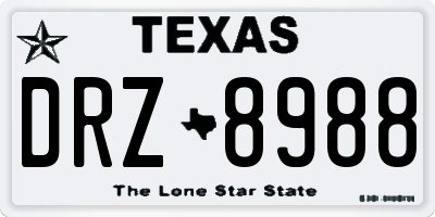 TX license plate DRZ8988