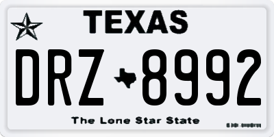 TX license plate DRZ8992