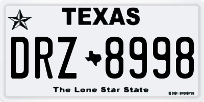 TX license plate DRZ8998