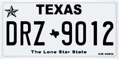 TX license plate DRZ9012