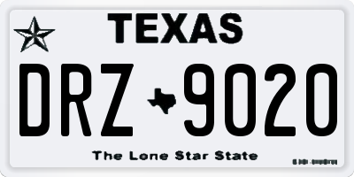 TX license plate DRZ9020