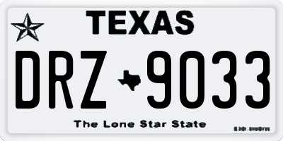 TX license plate DRZ9033