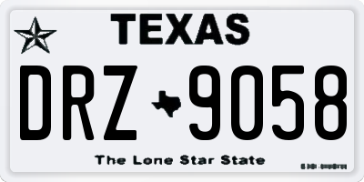TX license plate DRZ9058
