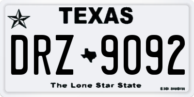 TX license plate DRZ9092