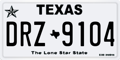TX license plate DRZ9104