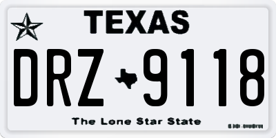 TX license plate DRZ9118