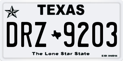 TX license plate DRZ9203