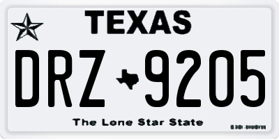 TX license plate DRZ9205