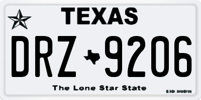 TX license plate DRZ9206