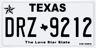 TX license plate DRZ9212
