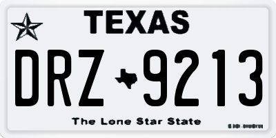 TX license plate DRZ9213
