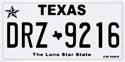 TX license plate DRZ9216