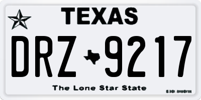 TX license plate DRZ9217