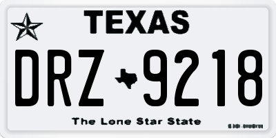TX license plate DRZ9218