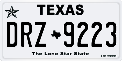 TX license plate DRZ9223