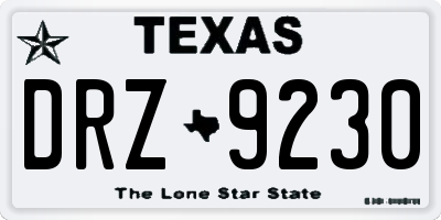 TX license plate DRZ9230