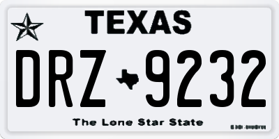 TX license plate DRZ9232