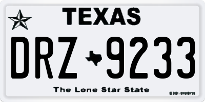 TX license plate DRZ9233