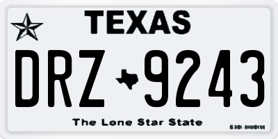 TX license plate DRZ9243