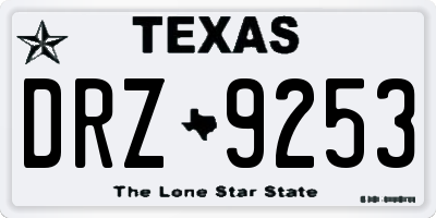 TX license plate DRZ9253