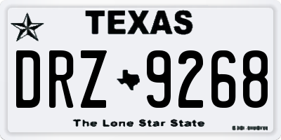 TX license plate DRZ9268