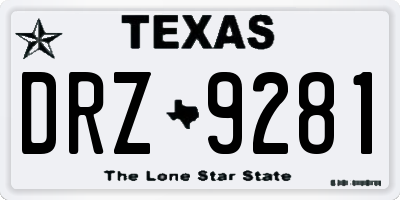 TX license plate DRZ9281