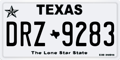 TX license plate DRZ9283