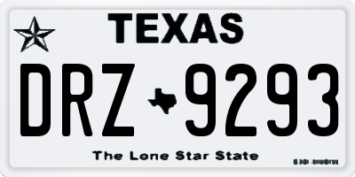 TX license plate DRZ9293