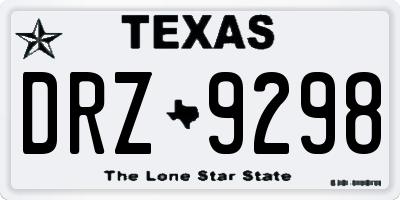 TX license plate DRZ9298