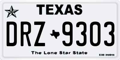 TX license plate DRZ9303